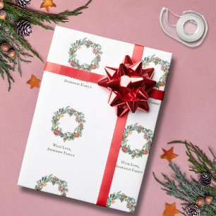 Papel De Presente Coroa de Natal Vintage Retro & Enfeites Personaliz