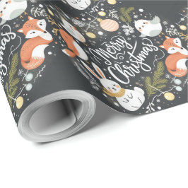 Papel De Presente Coroa de raposas de Natal, fofinha