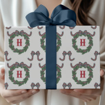Coroa Monograma com Laço Xadrez Tartan em Aquarela
