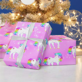 Papel De Presente Coroa Roxa do Unicorn Rainbow