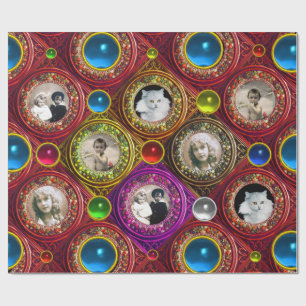 PAPEL DE PRESENTE COROAS DE NATAL FLORAIS VERMELHAS,QUADRO DE FOTO C