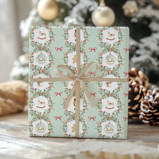 Papel De Presente Coroas e Brinquedos de Natal Caprichosos (Criador carregado)