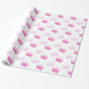 Papel De Presente Coroas Reais Rosa Festa de Princesa Conto de Fadas