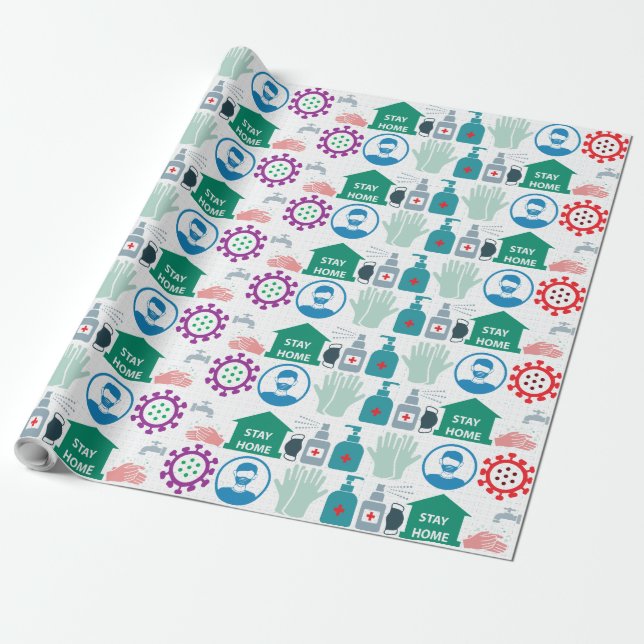 Papel De Presente Corona Virus Protection Wraping Paper (Desenrolado)