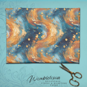 Papel De Presente Corredor de espaço externo Abstrato azul e Dourado