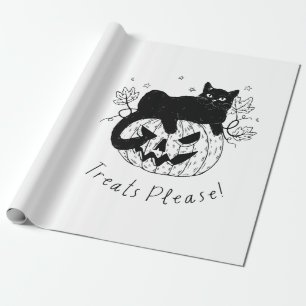 Papel De Presente Corrida de Halloween do Gato de Outono