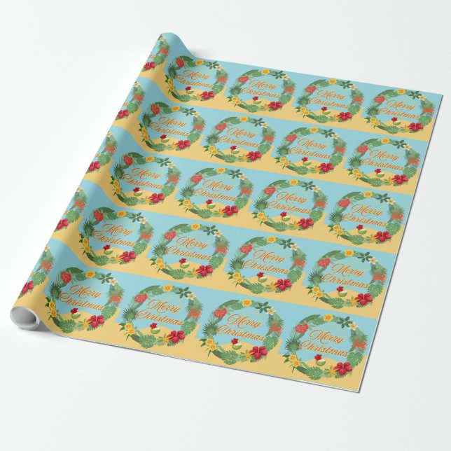 Papel De Presente Corrida de Natal Tropical (Desenrolado)