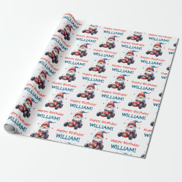 Papel De Presente Corrida do Gnome Patriótico de Aniversário Feliz