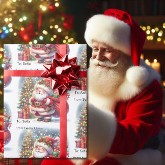 Papel De Presente Cortar de Papais noeis Adicionar Nome do Filho Rol