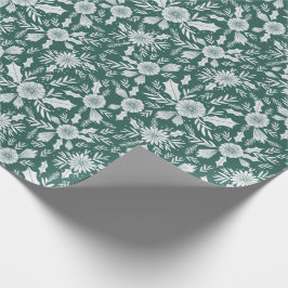 Papel De Presente Corte Botânico de Natal Verde