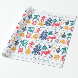 Papel De Presente Corte de Arte Foliar do Natal Moderno Escandinavo