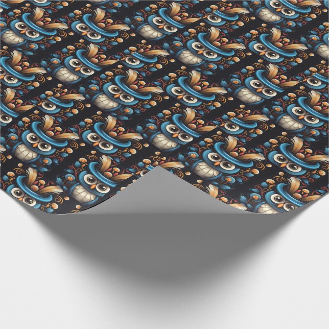 Papel De Presente Coruja azul (Ponta)