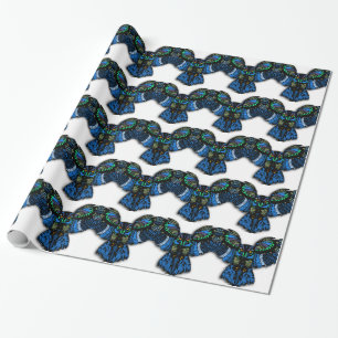 Papel De Presente Coruja Azul