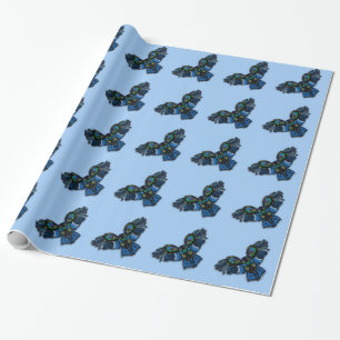 Papel De Presente Coruja Azul