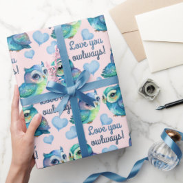 Papel De Presente Coruja Coruja Bonita Ama-Te Inclinada