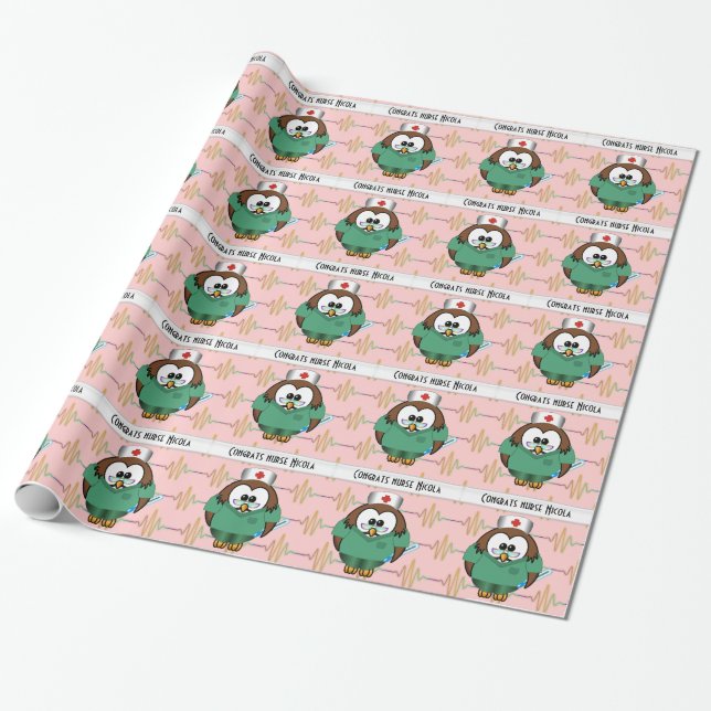 Papel De Presente coruja da enfermeira (Desenrolado)