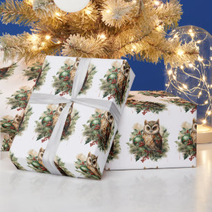 Papel De Presente Coruja de Natal da Floresta
