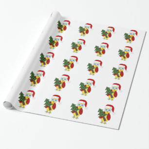 Papel De Presente Coruja de Olhos Arregalados com Árvore de Natal