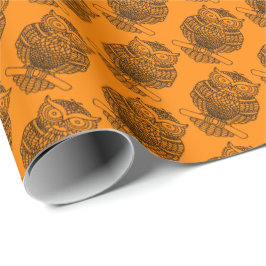 Papel De Presente Coruja (laranja) - Papel de enrolamento