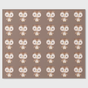Papel De Presente Coruja Marrom Fofa