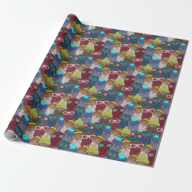 Papel De Presente Coruja na coroa (Desenrolado)