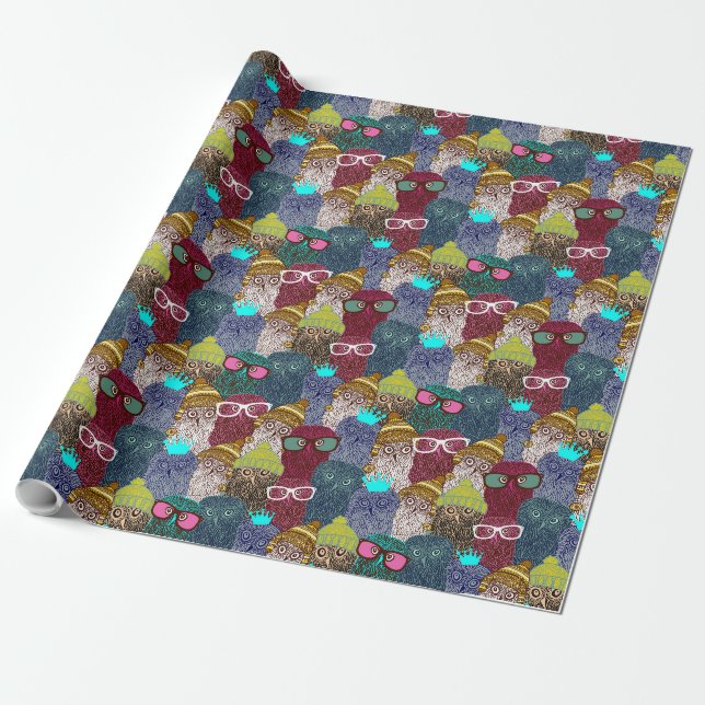 Papel De Presente Coruja na coroa (Desenrolado)