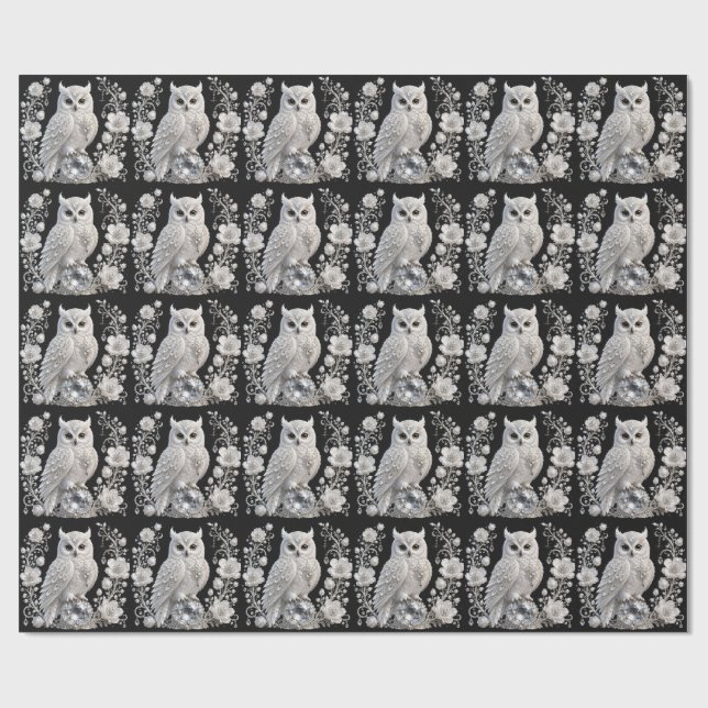 Papel De Presente Coruja Pérola Cristal Branco (Aberto)