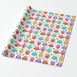 Papel De Presente Coruja Rosa