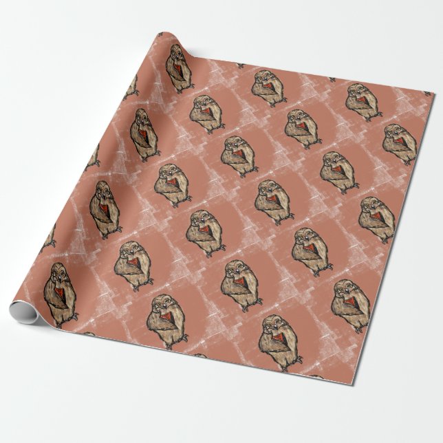 Papel De Presente Coruja Sábia (Desenrolado)