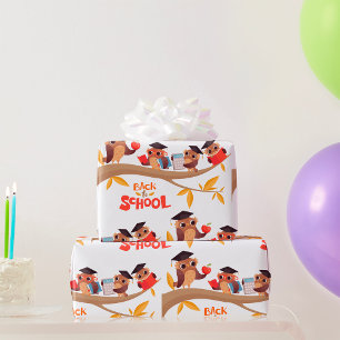 Papel De Presente Corujas bonitas de volta à graduação escolar