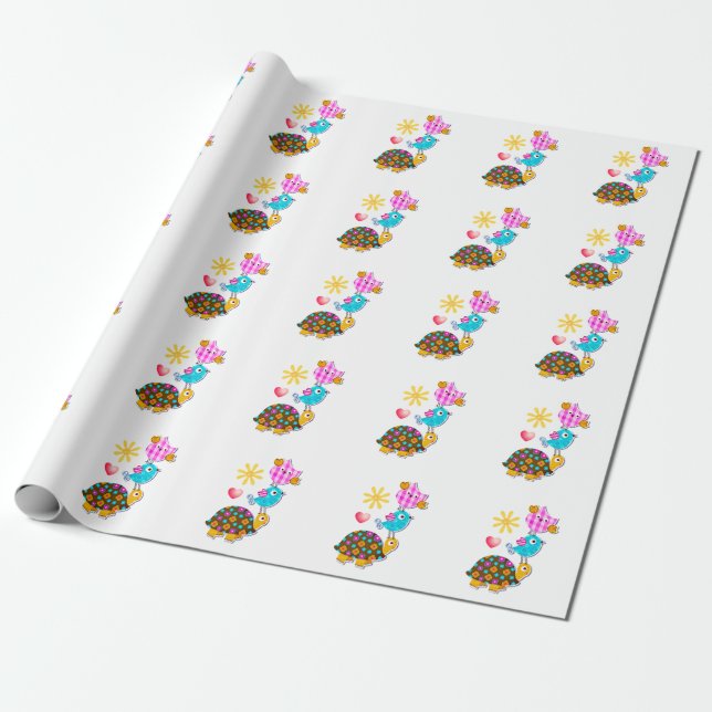 Papel De Presente Corujas e Tartarugas (Desenrolado)