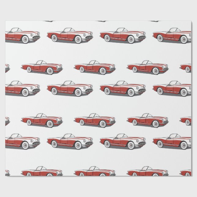 Papel De Presente Corvette Red Wraping Paper (Aberto)