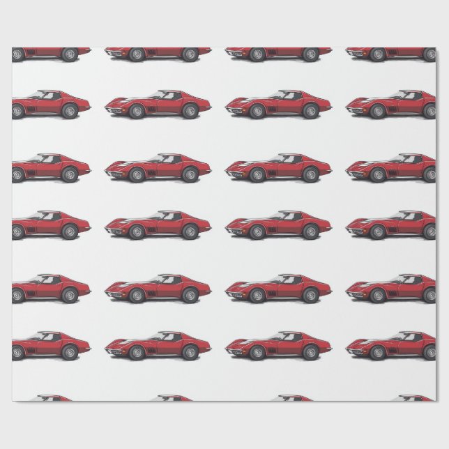 Papel De Presente Corvette Red Wraping Paper (Aberto)
