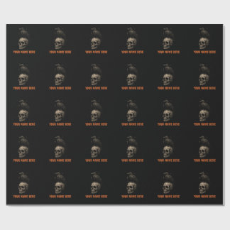 Papel De Presente Corvo Gótico em Crânio Vintage Mistério .