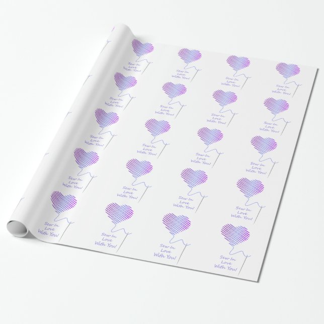 Papel De Presente Coser com Amor por Você (Desenrolado)