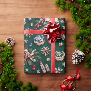 Papel De Presente Cosméticos Esmeralda Verde Jóia Natal