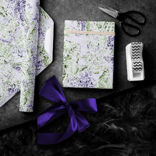 Papel De Presente Costeira Chic   Grunge Roxo e Verde Lima