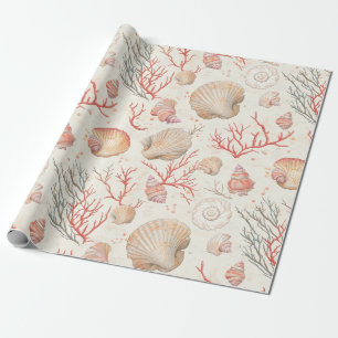 Papel De Presente Costeira russa - Conchas, Starfish, Recife (16)