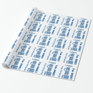 Papel De Presente Costume B3AZ1 do bebê de um ano da xadrez do