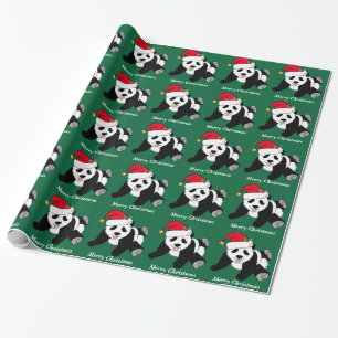Papel De Presente Costume bonito do urso de panda do Feliz Natal