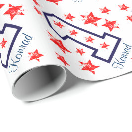 Papel De Presente Costume V02 do aniversário das ESTRELAS VERMELHAS