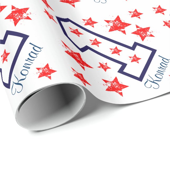 Papel De Presente Costume V02 do aniversário das ESTRELAS VERMELHAS (Ponta do rolo)