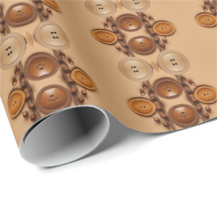 Papel De Presente costurando Café e botão marrom misturar