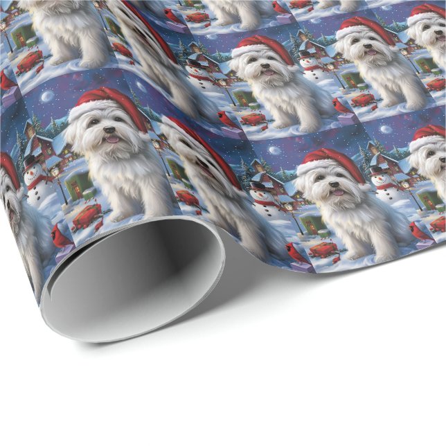 Papel De Presente Coton De Tulear Winter Wonderland Natal Joy (Ponta do rolo)