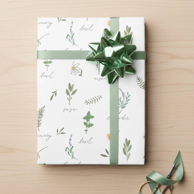 Papel De Presente Cottagecore Botânico (whimsical cute cottagecore herb garden wrapping paper for birthday garden party gifts)