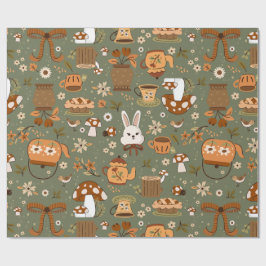 Papel De Presente cottagecore coelho de páscoa coelho verde