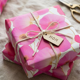 Papel De Presente Cottagecore Floral Botânico de Flores Silvestres