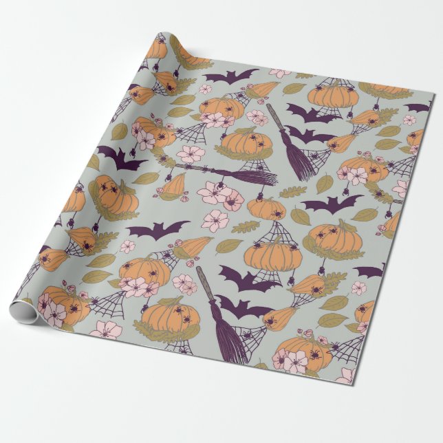 Papel De Presente Cottagecore Halloween (Desenrolado)