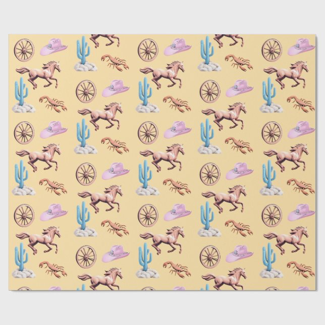 Papel De Presente Cottoncandy Western Theme Cowgirl Party Art (Aberto)