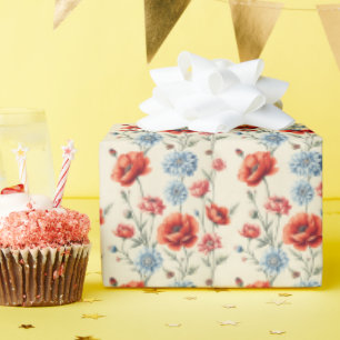 Papel De Presente Country Poppy e Dahlia franceses